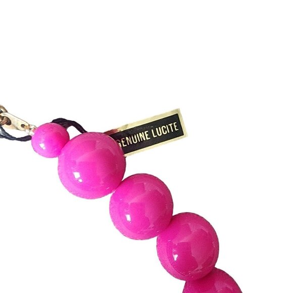 100% Genuine Lucite 18" Chunky Bobble Statement Necklace Barbie Fuchsia Pink - Picture 2 of 9